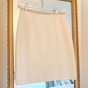 Tahari Arthur S. Levine Cream Tweed Pencil Skirt